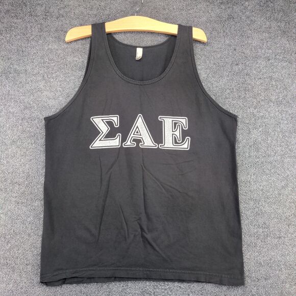 American Apparel Men's Sigma Alpha Epsilon Graphic Tank Top Black Large - Picture 2 of 13
